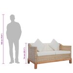 vidaXL Canapé à 2 places avec coussins Rotin naturel