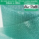 Lot de 6  rouleaux de film bulle d'air recycle largeur 25 cm x longueur 50 mètres - gamme air'roll green de la marque enveloppebulle