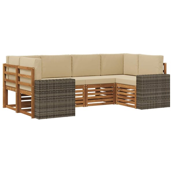 vidaXL Ensemble de canapés d'extérieur 6 pc Naturel et Beige Polyester