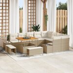 vidaXL Canapé de jardin 12 pièces avec coussins beige en rotin poly et acacia.