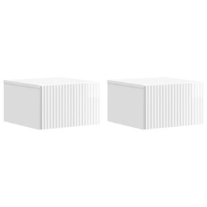 vidaXL Cabinet de chevet mural 2 Pièces Blanc brillant 33 x 34 5 x 20 cm