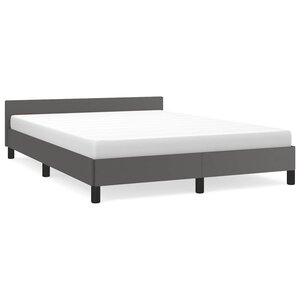 vidaXL Cadre de lit avec tête de lit sans matelas gris 140x200 cm