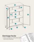 Caisson de bureau placard polyvalent armoire de bureau à 2 portes 40 x 60 x 90 cm verrouillable meuble de rangement en acier pour bureau salon noir 12_0004832