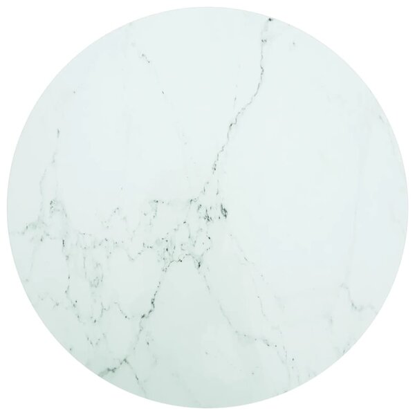 vidaXL Dessus de table blanc Ø90x1 cm verre trempé avec design marbre