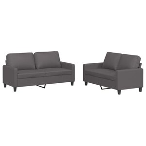 vidaXL Ensemble de canapés 2 Pièces avec coussins Gris Similicuir