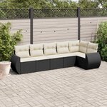 vidaXL Salon de jardin 6 Pièces avec coussins noir résine tressée