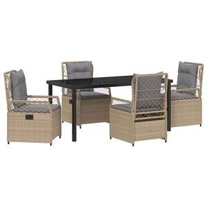 vidaXL Ensemble de salle à manger pour jardin 5 Pièces Beige polyrotin