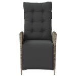 vidaXL Chaise inclinable de jardin et repose-pied gris résine tressée