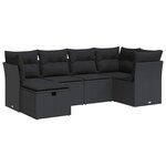 vidaXL Salon de jardin 6 Pièces avec coussins noir résine tressée