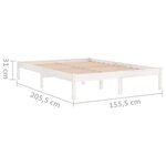 vidaXL Cadre de lit Blanc Bois massif 150x200 cm Très grand