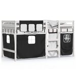 vidaXL Lit mezzanine enfants et rideaux blanc/noir 90x190cm pin massif