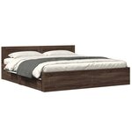 vidaXL Cadre de lit tête de lit sans matelas chêne marron 200x200 cm
