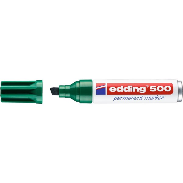 Marqueur Permanent 500 Corps Alu Vert Pointe Biseautée 2-7 mm EDDING