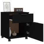 vidaXL Classeur mobile avec roues noir 45x38x54 cm bois d'ingénierie