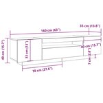 vidaXL Meuble TV Noir 160 x 35 x 40 cm Bois d'ingénierie