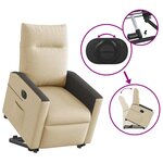 vidaXL Fauteuil inclinable électrique crème tissu
