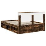 vidaXL Cadre de lit Chêne fumé 135 x 190 cm Pin massif