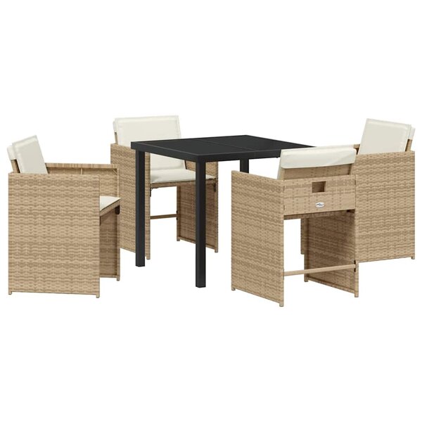 vidaXL Ensemble de salle à manger pour jardin 5 Pièces Beige polyrotin