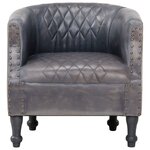 vidaXL Chaise cabriolet Gris 62x58x65 cm Cuir véritable
