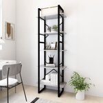vidaXL Bibliothèque à 5 niveaux Gris béton 60x30x175cm Bois ingénierie