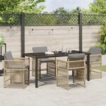 vidaXL Ensemble de salle à manger de jardin de 5 pièces avec coussins beige poly rotin