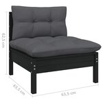 vidaXL Salon de jardin 5 Pièces avec coussins anthracite bois de pin