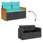 vidaXL Salon de jardin 8 Pièces avec coussins noir résine tressée