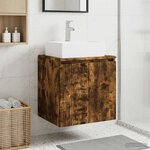 vidaXL Vanité de lavabo mural Chêne fumé 49 5 x 41 x 62 5 cm
