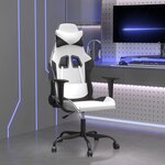 vidaXL Chaise de jeu Blanc et noir Similicuir