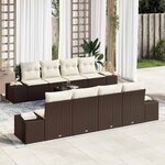 vidaXL Ensemble de canapé de jardin avec coussin 7 Pièces Marron  Crème