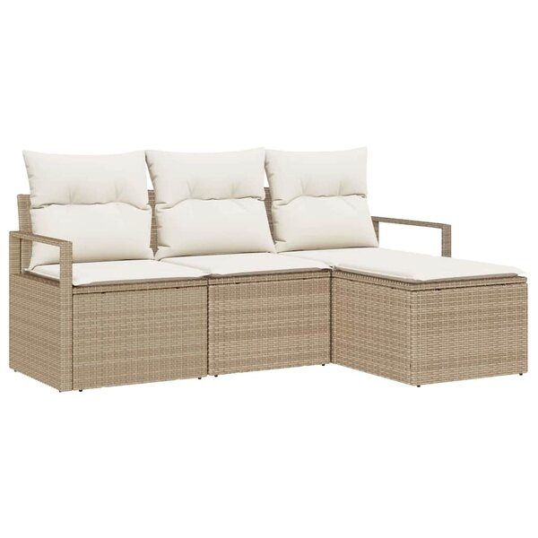 vidaXL Ensemble de canapé de jardin avec coussin 4 Pièces Beige et crème