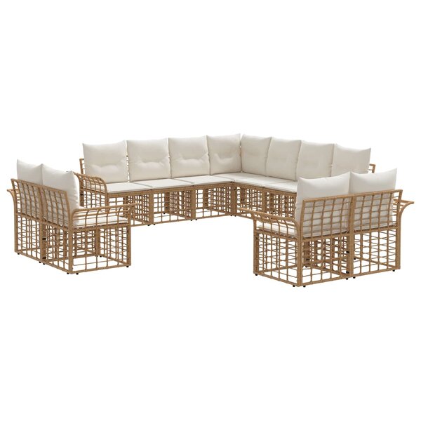 vidaXL Ensemble de canapés d'extérieur 11 Pièces Blanc Naturel et Crème