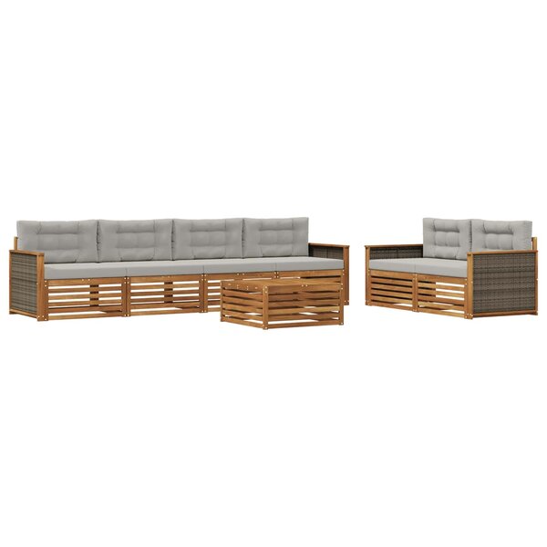 vidaXL Ensemble de canapés d'extérieur 7 pc Naturel et gris clair