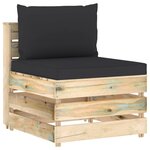 vidaXL Salon de jardin 5 Pièces avec coussins Bois imprégné de vert