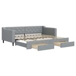 vidaXL Lit de jour avec gigogne et tiroirs gris clair 90x200 cm tissu