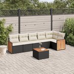 vidaXL Salon de jardin 7 Pièces avec coussins noir résine tressée