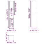 vidaXL Armoire de salle de bain Blanc 30x30x183 5 cm Bois d'ingénierie