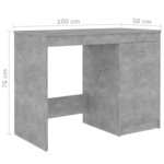vidaXL Bureau Gris béton 100x50x76 cm Bois d'ingénierie