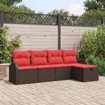 vidaXL Ensemble de canapé de jardin 5 Pièces Marron polyrotin