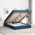 vidaXL Cadre de lit avec stockage Bleu 140 x 200 cm tissu