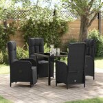 vidaXL Ensemble de salle à manger pour jardin 5 Pièces Noir Poly rotin