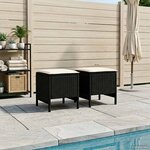 vidaXL Pouf de Jardin 2 Pièce Noir et Crème 38 x 38 x 45 cm Rotin PE
