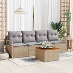vidaXL Ensemble de canapé de jardin 5 Pièces Beige  gris clair