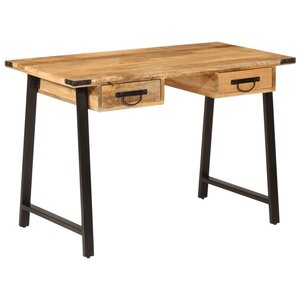 vidaXL Bureau avec tiroirs 105x55x70 cm bois de manguier massif et fer
