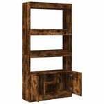 vidaXL Buffet haut chêne fumé 92x33x180 cm bois d'ingénierie
