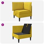 vidaXL Sofa avec rangement Jaune Velours