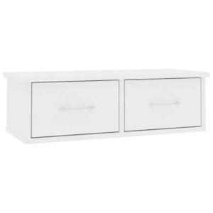 vidaXL Étagère murale et tiroirs Blanc 60x26x18 5 cm Bois d'ingénierie
