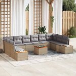 vidaXL Ensemble de canapé de jardin 11 Pièces Beige Poly rotin