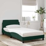 vidaXL Lit avec matelas Dover vert foncé 100x200 cm velours