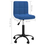 vidaXL Chaise pivotante de bureau Bleu Velours